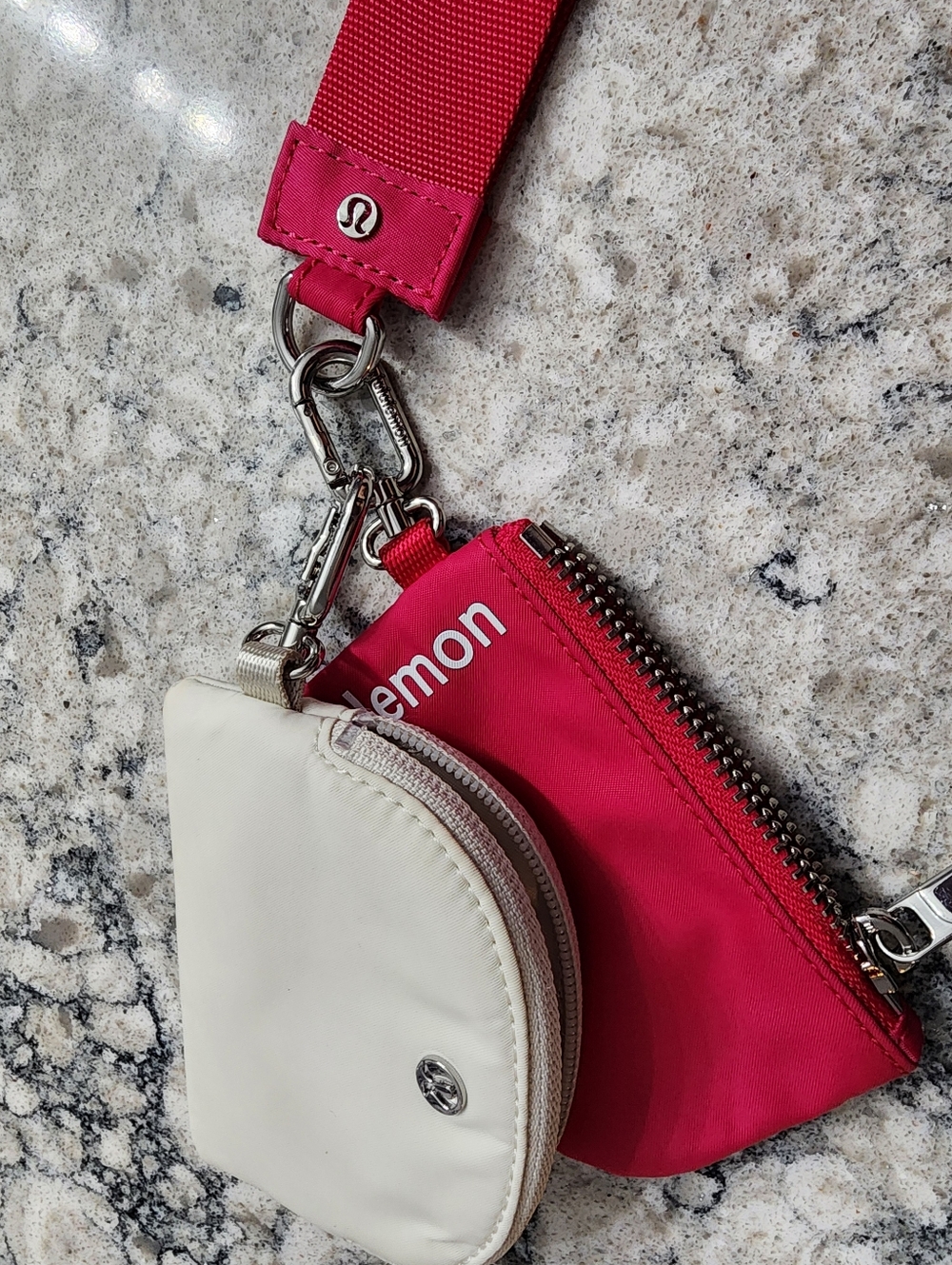 Lululemon Dual Pouch Pink and Cream Wristlet Keychain - Picture 2 of 9